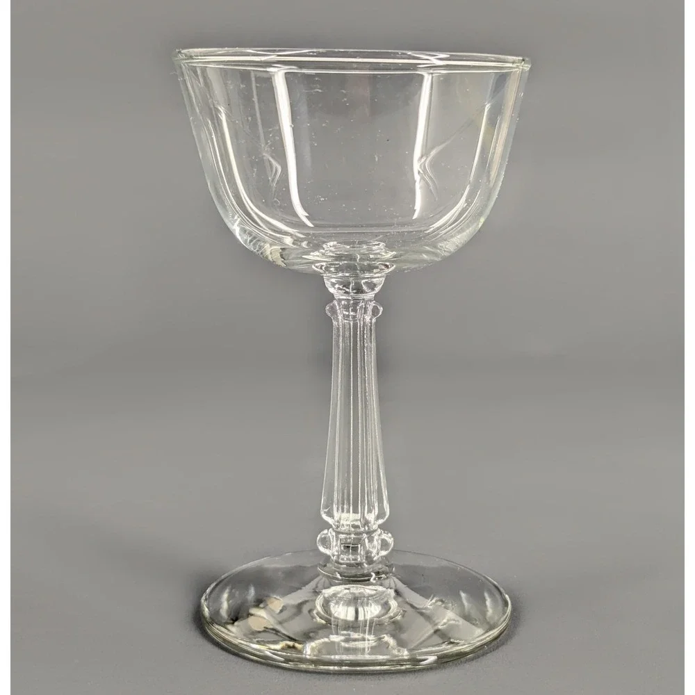 Vintage Clear Glass Fluted Stem Cocktail Coupe Champagne Glasses Set of 4